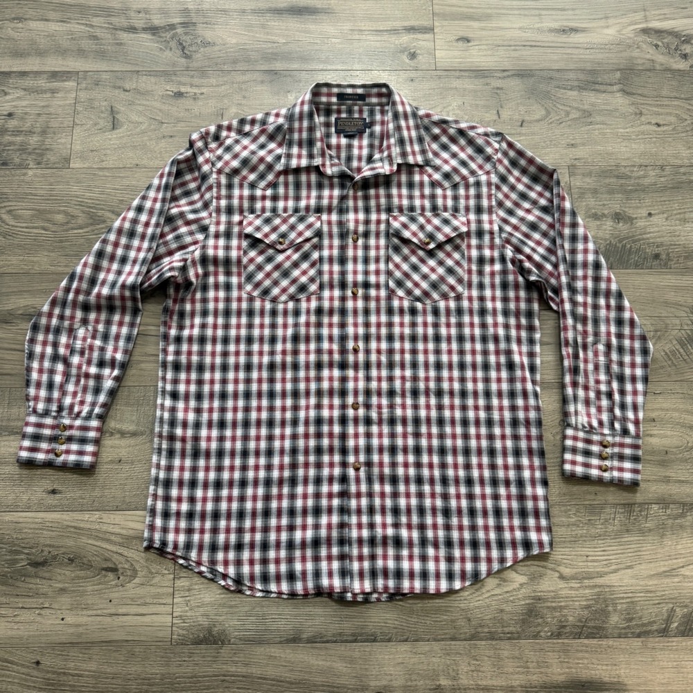 Pendleton Frontier Mens Large Long Sleeve Plaid Western Pearl Snap Button Shirt